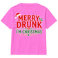 Novelty Merry Drunk Graphic Quote Christmas Kids T-Shirt