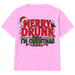 Novelty Merry Drunk Graphic Quote Christmas Kids T-Shirt