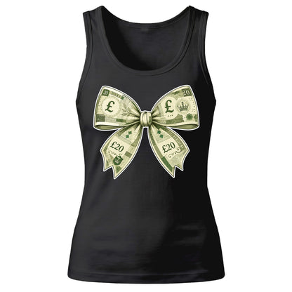 Novelty Twenty Pound Banknote Money Bow Ladies Tank Top