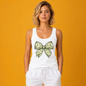 Novelty Twenty Pound Banknote Money Bow Ladies Tank Top