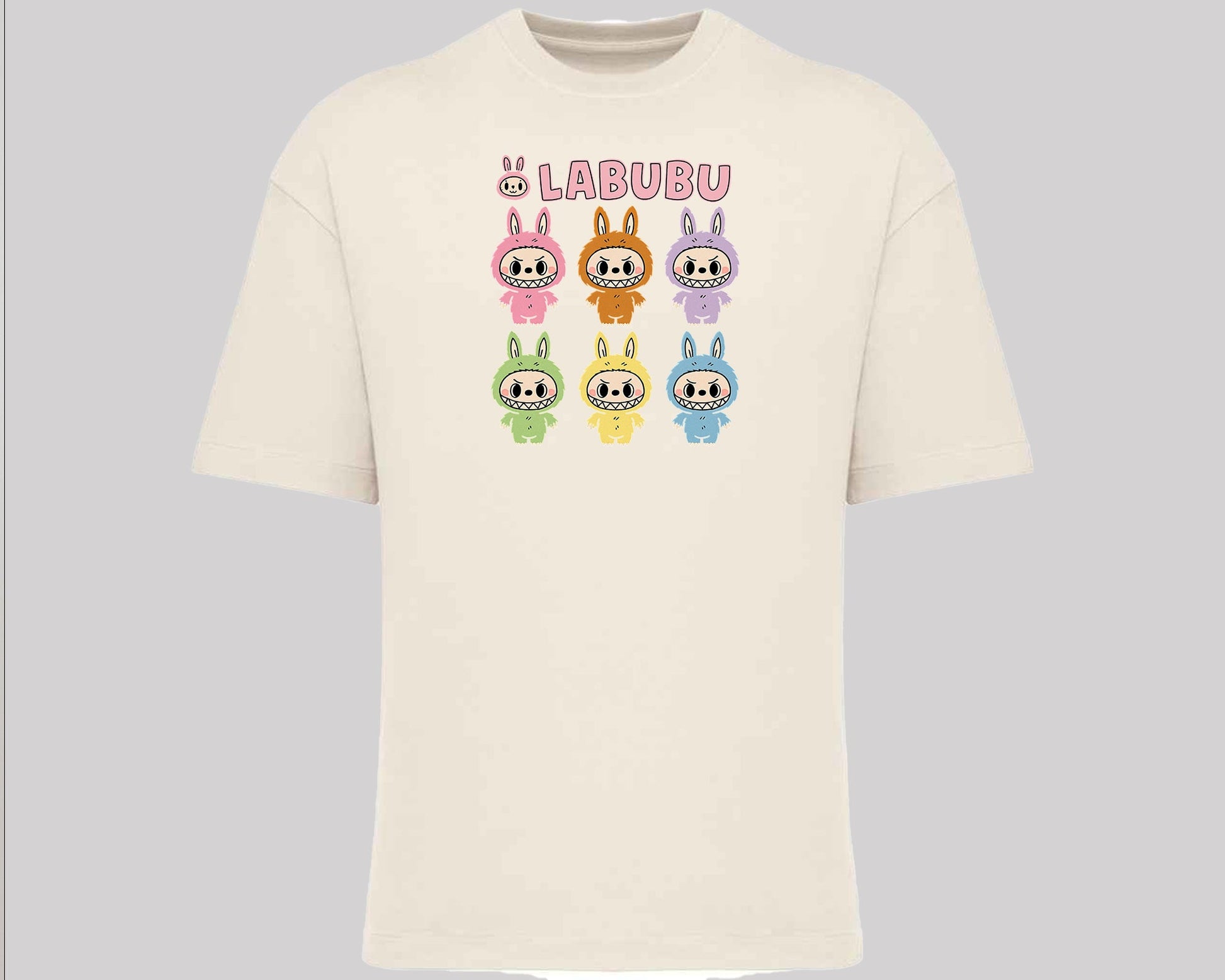 Labubu Native Spirit Graphic T-Shirt, Oversized Urban Streetwear Tee, 100% Organic Cotton, Unisex Cartoon Design Top M8413