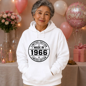 60th Birthday Unisex Hoodie Made in 1966 Limited Edition Vintage