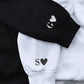 Matching Couple Hoodie, Custom One Year Anniversary Initial Heart Hoodie, Embroidered Roman Numeral Sweatshirt, GF BF Couple Matching Jumper