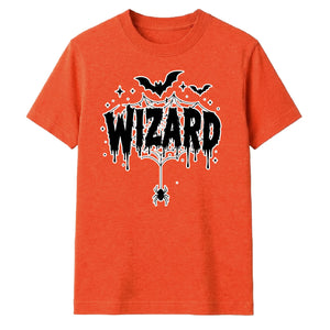 Spooky wizard cobweb bats graphic Halloween Unisex t-shirt