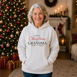 Our First Holiday As Grandma Christmas Oversized Hoodie