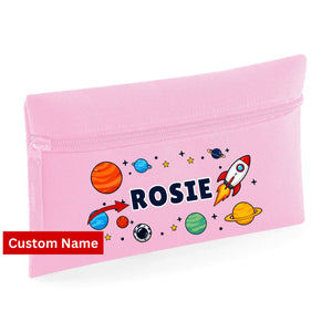 Space Rocket Kids Quadra Pencil Case with Custom Name