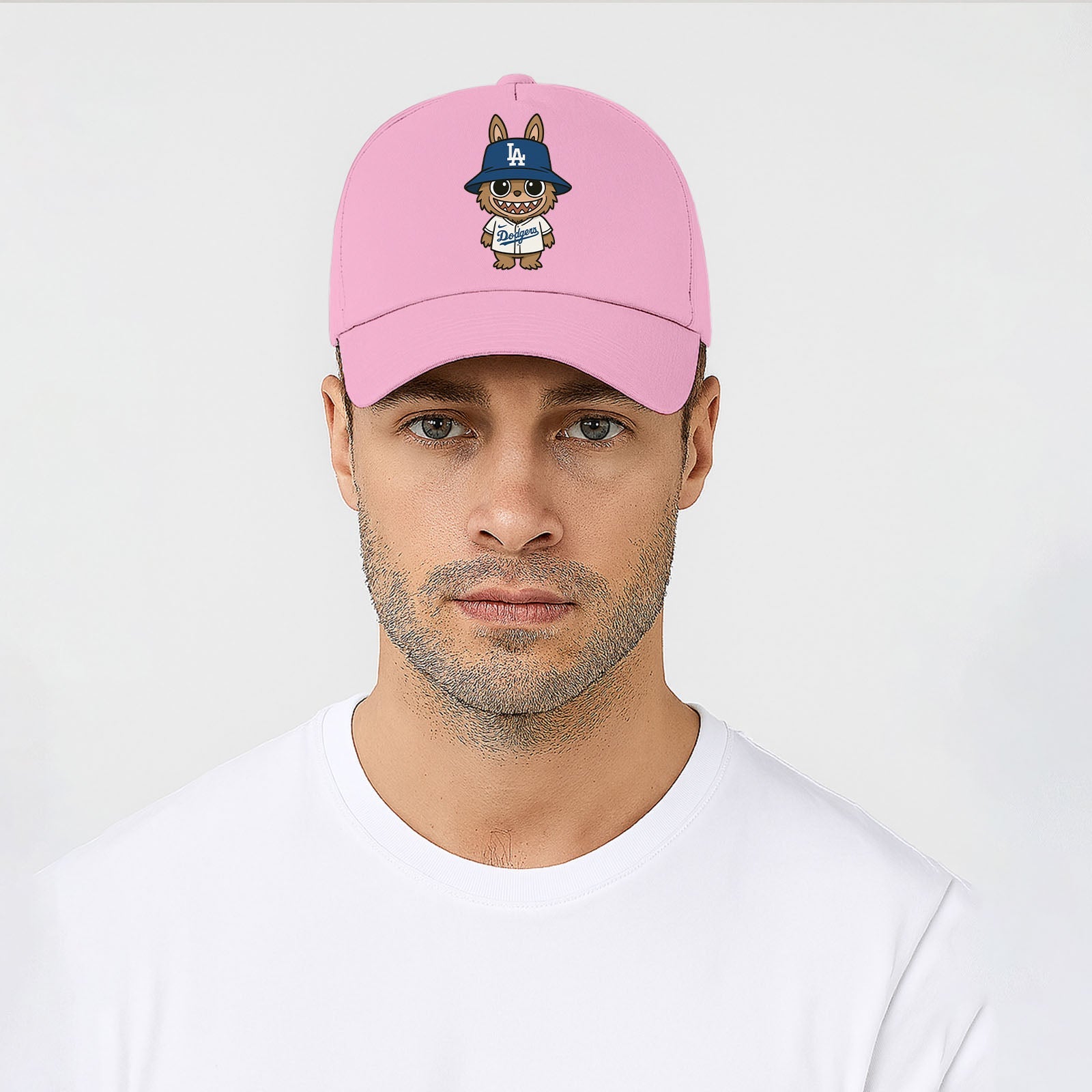 Labubu Cap, Cute Cartoon Character Baseball Hat for Men & Women, 5 Panel 100% Cotton Twill Cap M8408