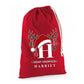 Custom Initial And Name Reindeer Antler Christmas Santa Sack