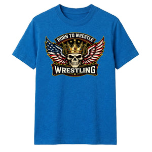 Patriot Born to Wrestle Skull Tee Wrestling unisex t-shirt