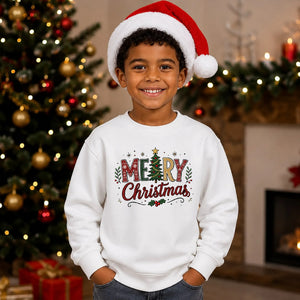 Patterned Merry Christmas Tree Christmas Kids Sweatshirt
