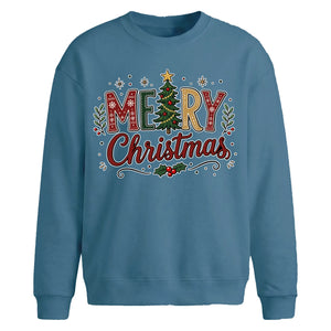 Patterned Merry Tree Print Christmas Oversized Sweatshirt
