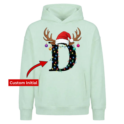 Personalised antler monogram Christmas Oversized Hoodie