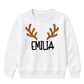 Personalised Antler Name Graphic Christmas Kids Sweatshirt