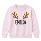 Personalised Antler Name Graphic Christmas Kids Sweatshirt