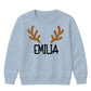 Personalised Antler Name Graphic Christmas Kids Sweatshirt