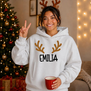 Personalised Antlers Custom Name Christmas Oversized Hoodie