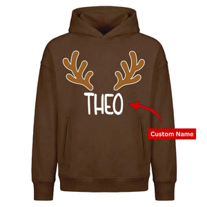 Personalised Antlers Custom Name Christmas Oversized Hoodie