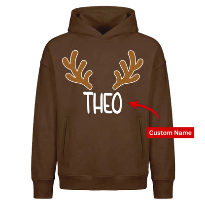 Personalised Antlers Custom Name Christmas Oversized Hoodie