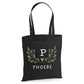 Personalised botanical leaf initial cotton canvas Tote Bag