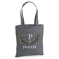 Personalised botanical leaf initial cotton canvas Tote Bag