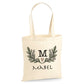 Personalised botanical leaf initial cotton canvas Tote Bag