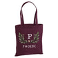 Personalised botanical leaf initial cotton canvas Tote Bag