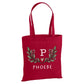 Personalised botanical leaf initial cotton canvas Tote Bag