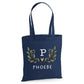 Personalised botanical leaf initial cotton canvas Tote Bag