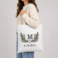 Personalised botanical leaf initial cotton canvas Tote Bag