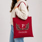 Personalised botanical leaf initial cotton canvas Tote Bag