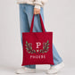 Personalised botanical leaf initial cotton canvas Tote Bag