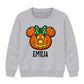 Personalised bow pumpkin face Halloween Kids Sweatshirt