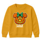 Personalised bow pumpkin face Halloween Kids Sweatshirt