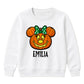 Personalised bow pumpkin face Halloween Kids Sweatshirt