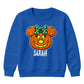 Personalised bow pumpkin face Halloween Kids Sweatshirt