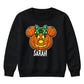 Personalised bow pumpkin face Halloween Kids Sweatshirt