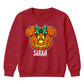 Personalised bow pumpkin face Halloween Kids Sweatshirt