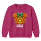 Personalised bow pumpkin face Halloween Kids Sweatshirt