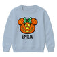 Personalised bow pumpkin face Halloween Kids Sweatshirt
