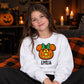 Personalised bow pumpkin face Halloween Kids Sweatshirt
