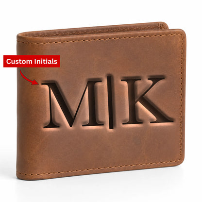 Personalised Custom Monogram Initials Bifold Leather Wallet