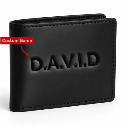 Personalised Custom Name Embossed Leather Bifold Wallet