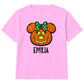 Personalised cute bow pumpkin name Halloween Kids T-Shirt