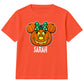 Personalised cute bow pumpkin name Halloween Kids T-Shirt