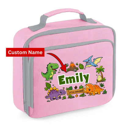 Dinosaur Kids Lunch Bag with Custom Name Insulated Lunch Bag Cooler Box