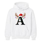 Personalised festive reindeer initial graphic Christmas Unisex Hoodie