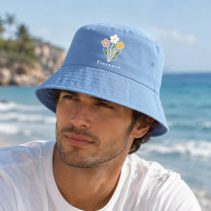 Personalised Floral Wildflower Name Adult Bucket Hat