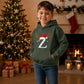 Personalised initial glowing light Christmas Kids Hoodies
