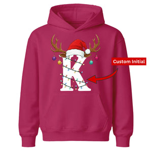 Personalised initial glowing light Christmas Kids Hoodies