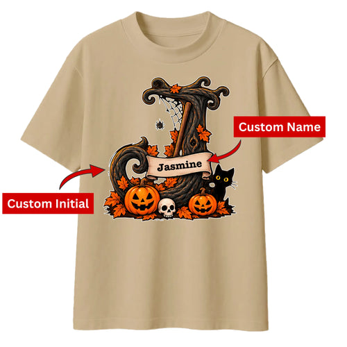 Personalised initial monogram Halloween Oversized T-Shirt